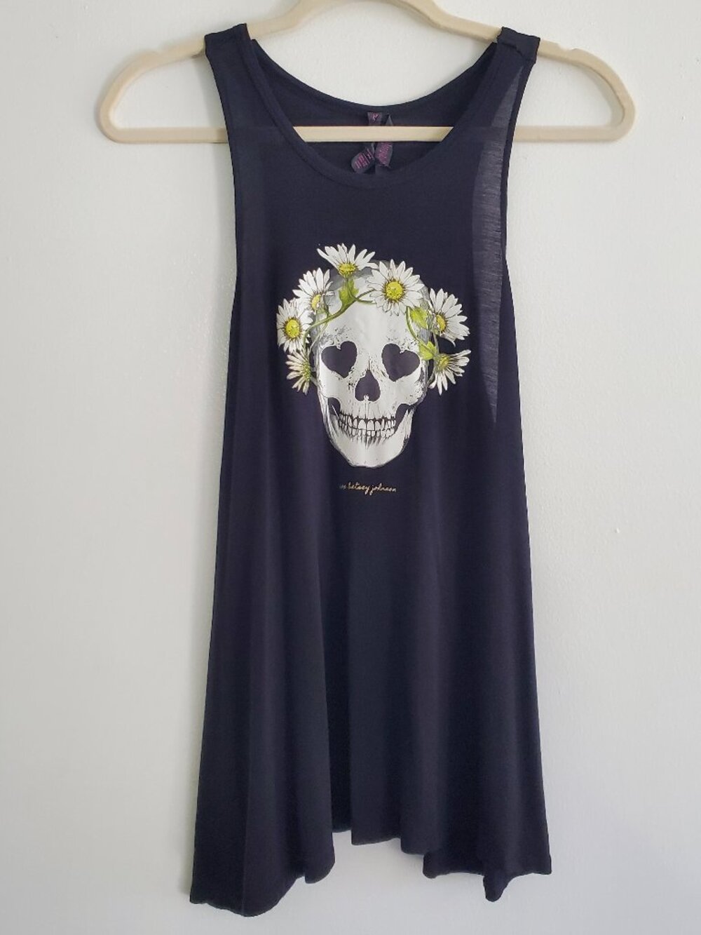 Betsey Johnson Skull Daisy Flower Crown Flowy Tank Top
